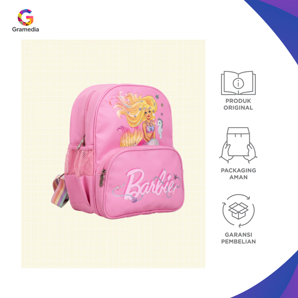 GRAMEDIA MALL PEKANBARU (ORIGINAL) Dadi - Barbie Mermaid Graphic Medium Backpack - Tas Ransel Anak/T
