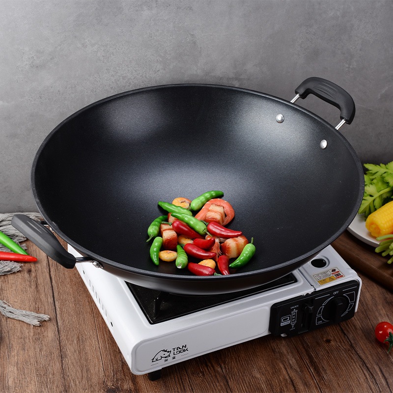 Wajan Penggorengan Anti Lengket Besi Hitam Serbaguna Wajan Besi Anti Lengket Multifungsi 219