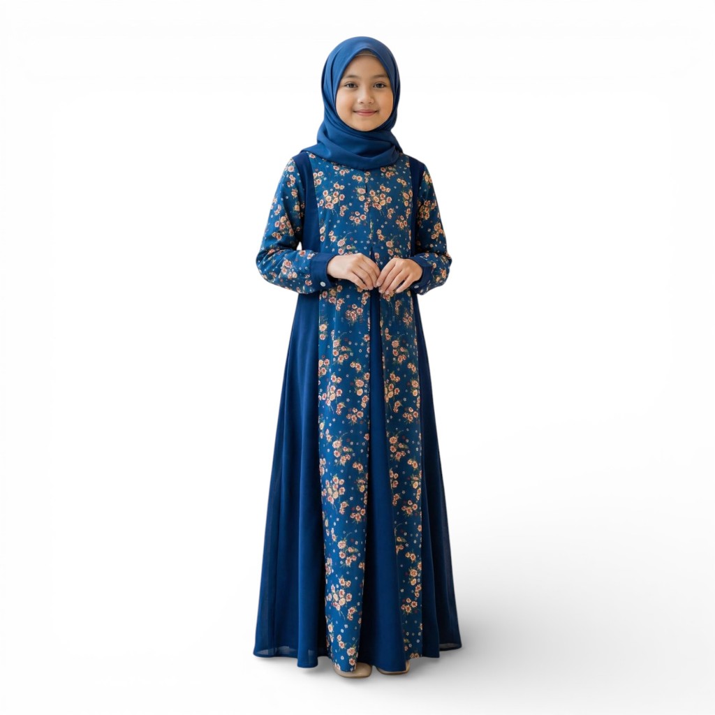 Kanita Dress Kids Gamis Anak Perempuan Usia 5th Sampai 12th Bahan Sabrina Anti Uvi Mix Motif