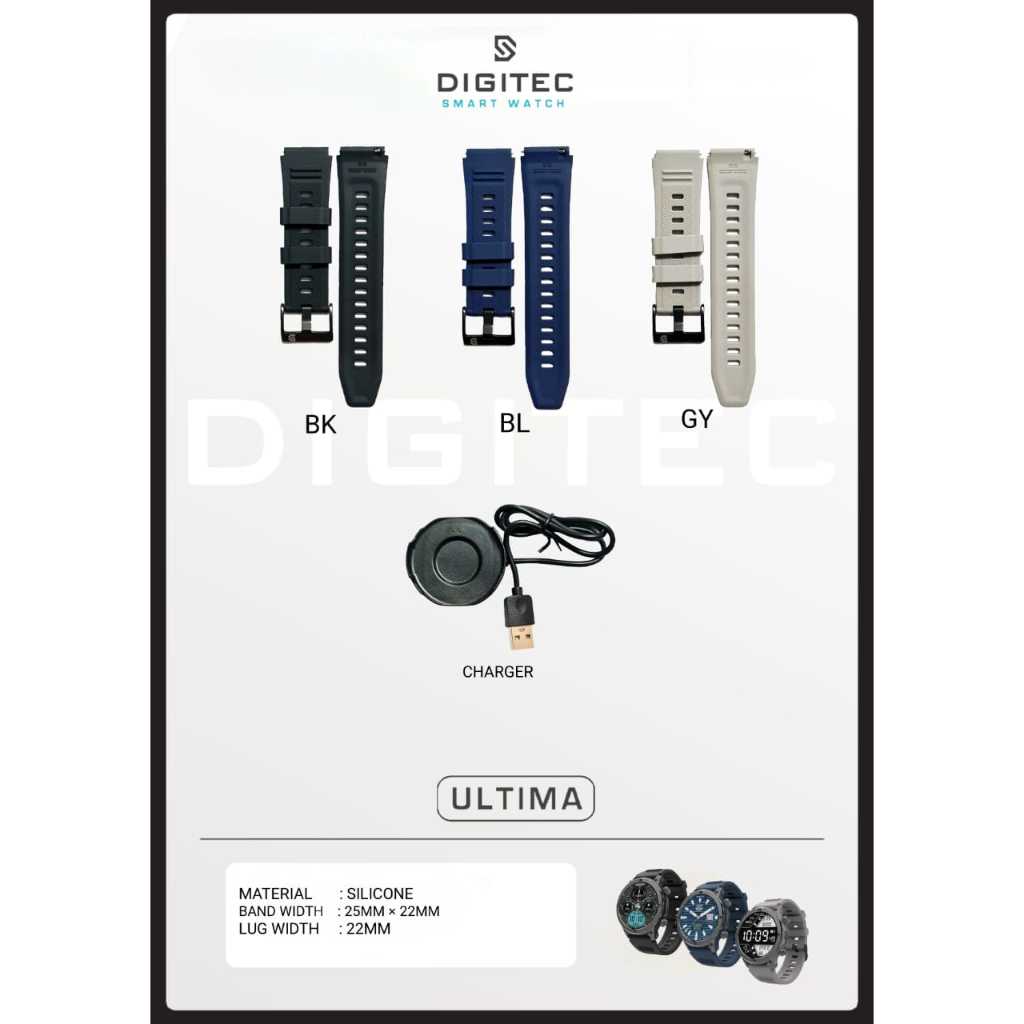 Tali Strap Jam Tangan Digitec Smartwatch ULTIMA Strap Rubber - Charger Digitec ULTIMA Original
