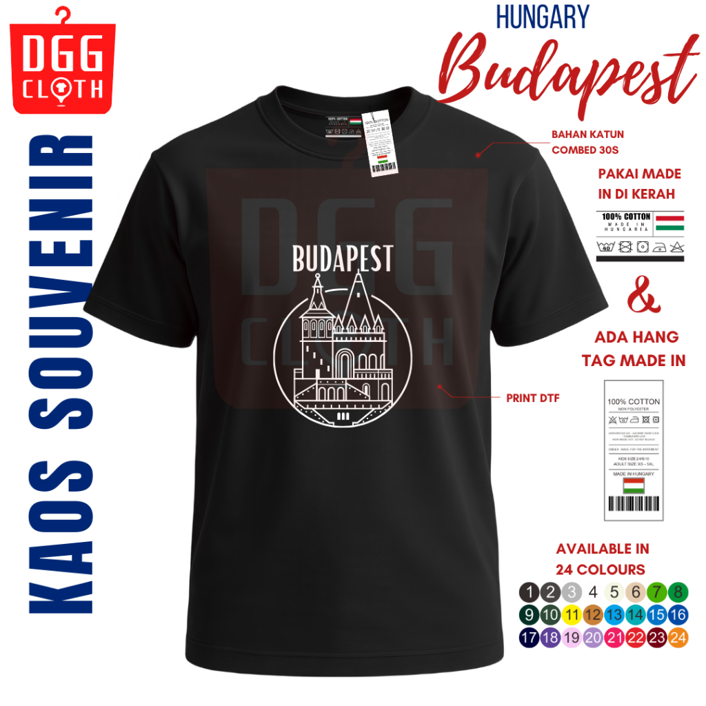 DGGClothing Kaos Oleh-Oleh Budapest Hungary, Baju Souvenir Budapest/Hungaria Terbaru banyak Varian G