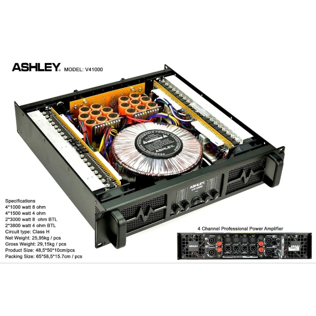 power amplifier ashley 4channel V41000 original v41000 V 41000 original 4 channel