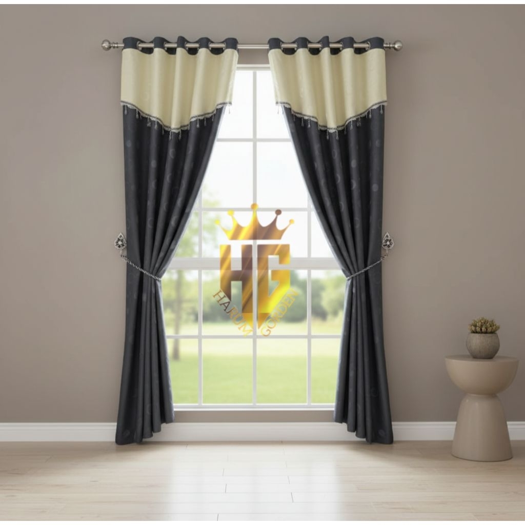 Gorden Poni Tempel Rumbai Hordeng Pintu & Tirai Jendela Ruang Tamu Minimalis Elegan