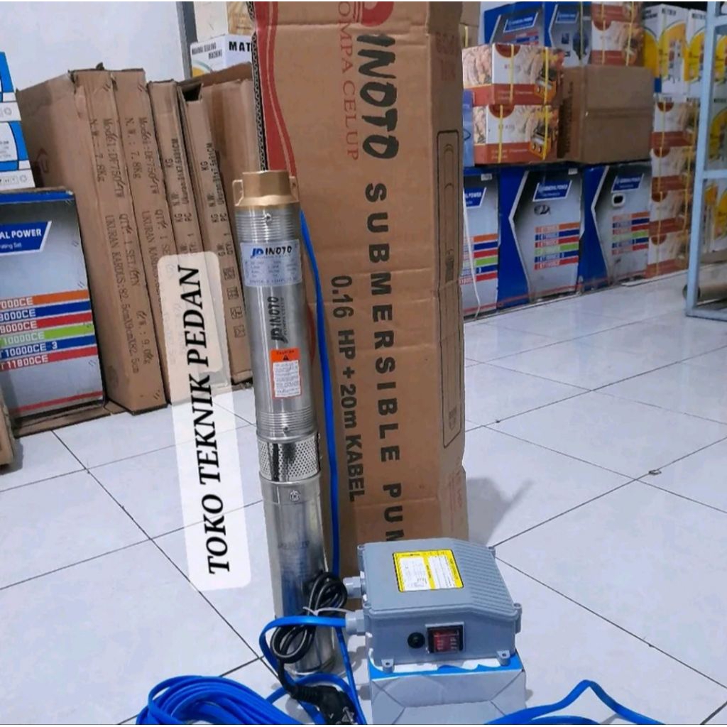 Pompa Submersible Inoto 3in 3" Pompa Celup + Control Box + Kabel Pompa 0.16 Hp Sible Celup Satelit 3