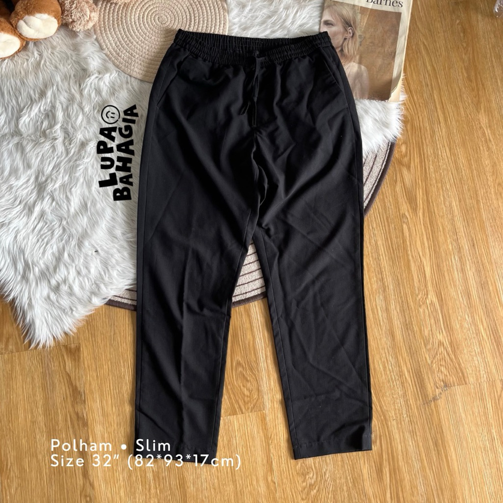 POLHAM Black Slimfit Casual Long Pants size 32" • 100% Original (Celana Panjang)