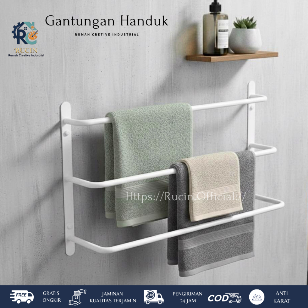 [PROMO] Gantungan Handuk susun 3 / Rak Sajadah sarung mukena Tempat bumbu sachet Tempel dinding besi