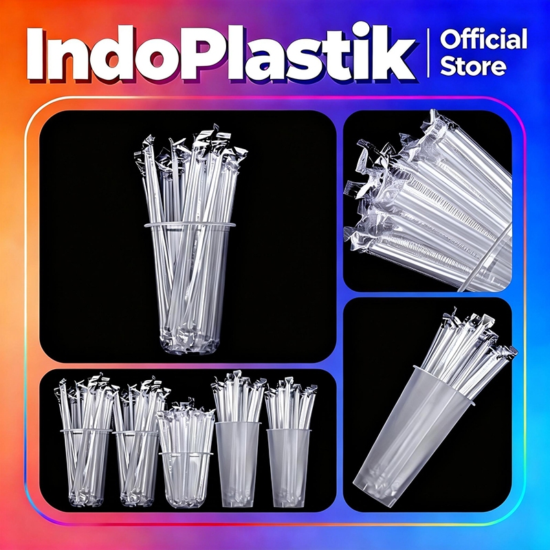 200PCS SEDOTAN STERIL ES TEH JUMBO 6mmX20cm SEDOTAN PLASTIK STERIL SEDOTAN BENING SEDOTAN TRASPARAN