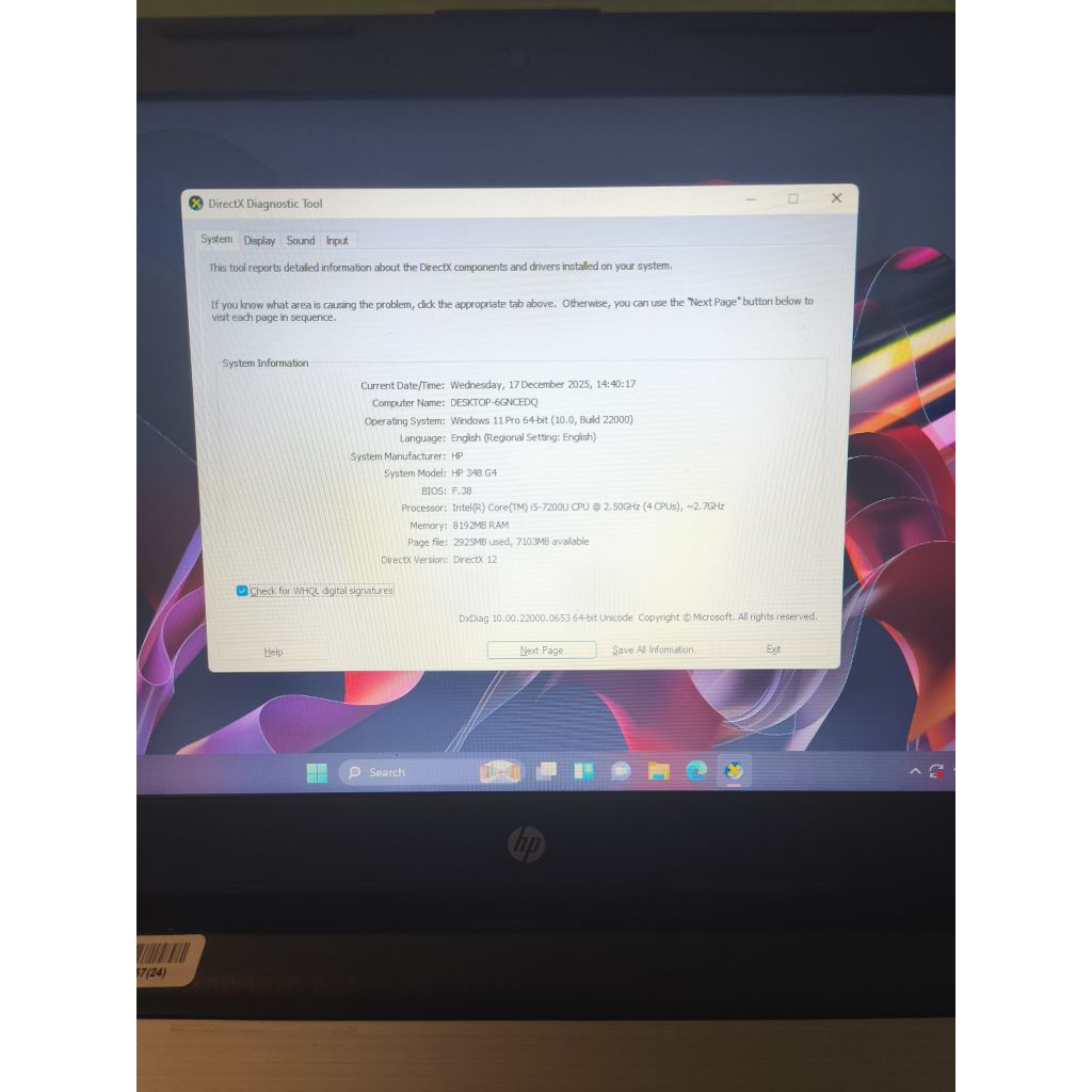 hp probook 348 G4 core i5 gen 7