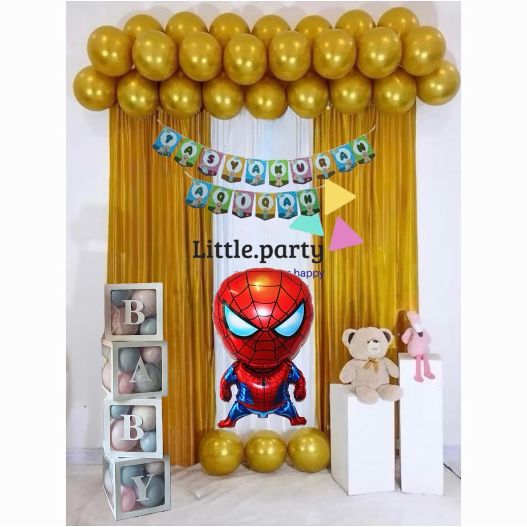 [PAKET] Dekorasi Aqiqah Anak laki-laki BALON CHROME GOLD syukuran tasyakuran Aqiqah MEWAH