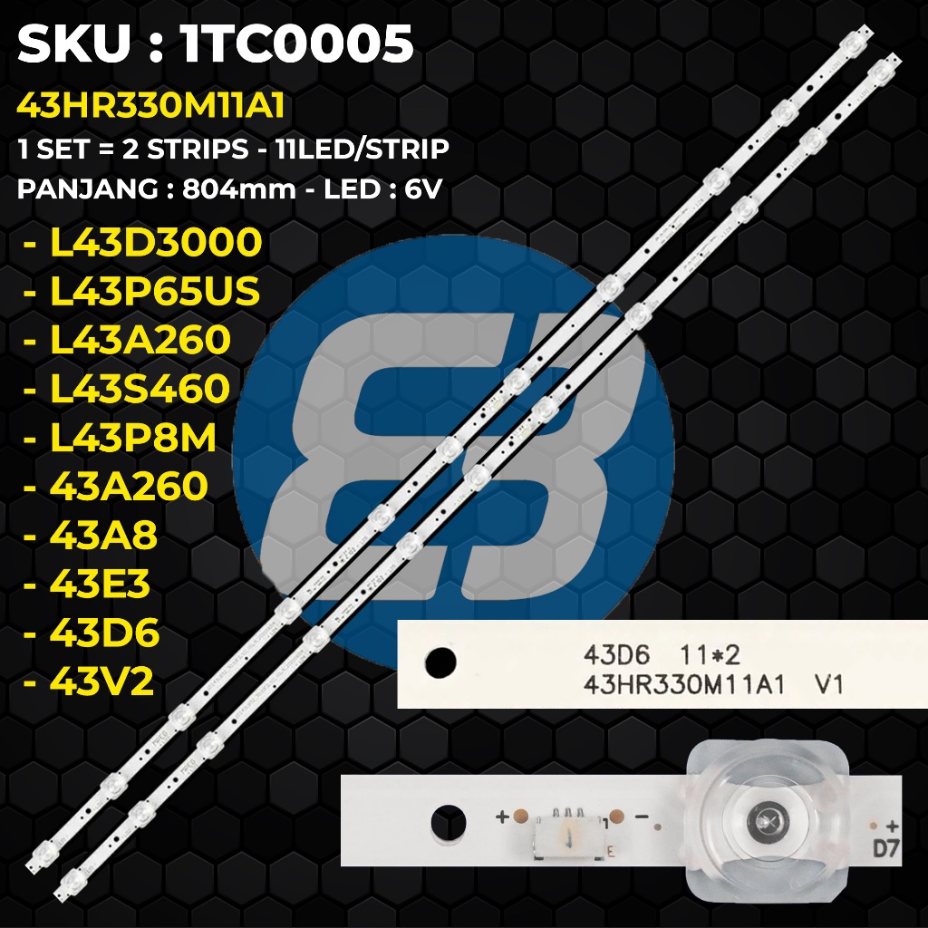 Backlight TV TCL 43 Inch L43D3000B L43P65US L43A260 L43S460 43A8 43E3 43A260 43D6 L43P8M 43V2 43HR33