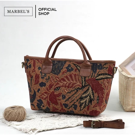 Dianty Marbel Shoulder Bag | Tas Bahu Wanita Kulit Sapi Asli kombinasi Motif Batik