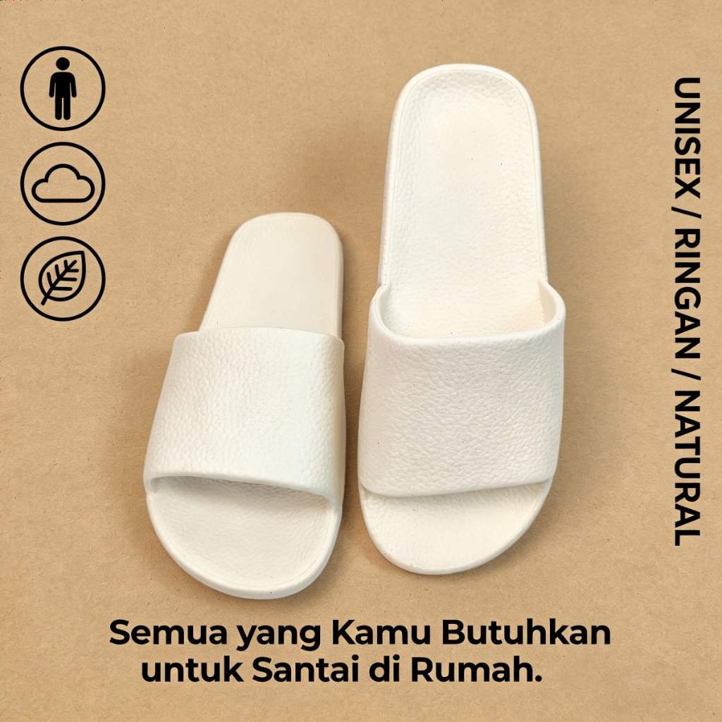 Sandal Selop Pria Wanita Polos Casual Sol Karet Hitam Putih Ukuran 36-44
