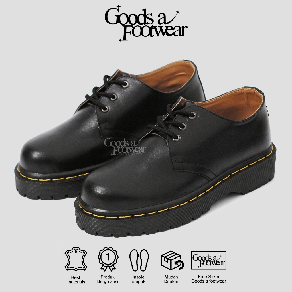 NEW PRODUCT ICardi - Sepatu Docmart Pria Derby Low Boots 3 Hole Nongkrong Skena