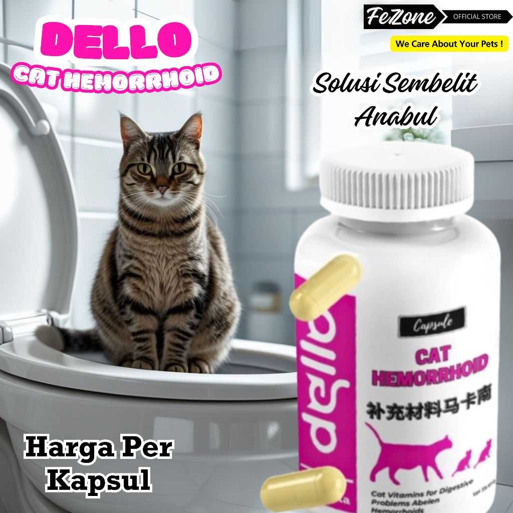 Obat Sembelit Kapsul untuk Kucing Sulit Susah Buang Air Besar Pup Poop BAB Wasir Dello FEZONE