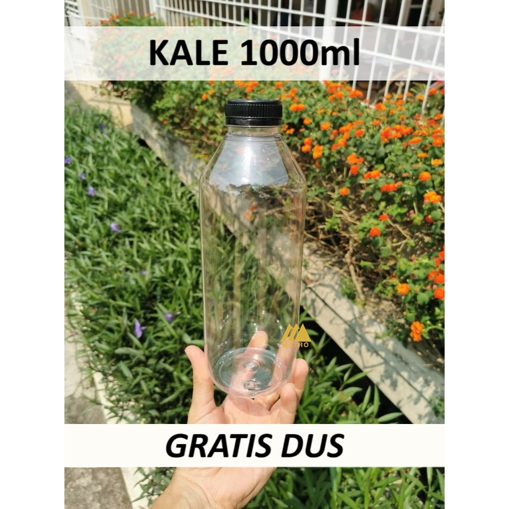Gratis DUS - Set (Botol+Tutup) - Botol Jus Kale Kopi Teh 1L 1 L 1liter liter 1000 ml 1000ml