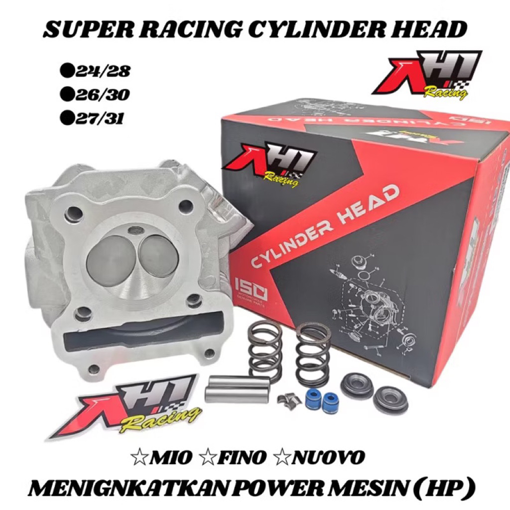 CYLINDER HEAD BLOK AH1 RACING 23/27 24/28 MIO SPORTY/SMILE MIO SOUL FINO KARBU NUOVO BLOK HEAD KIT A