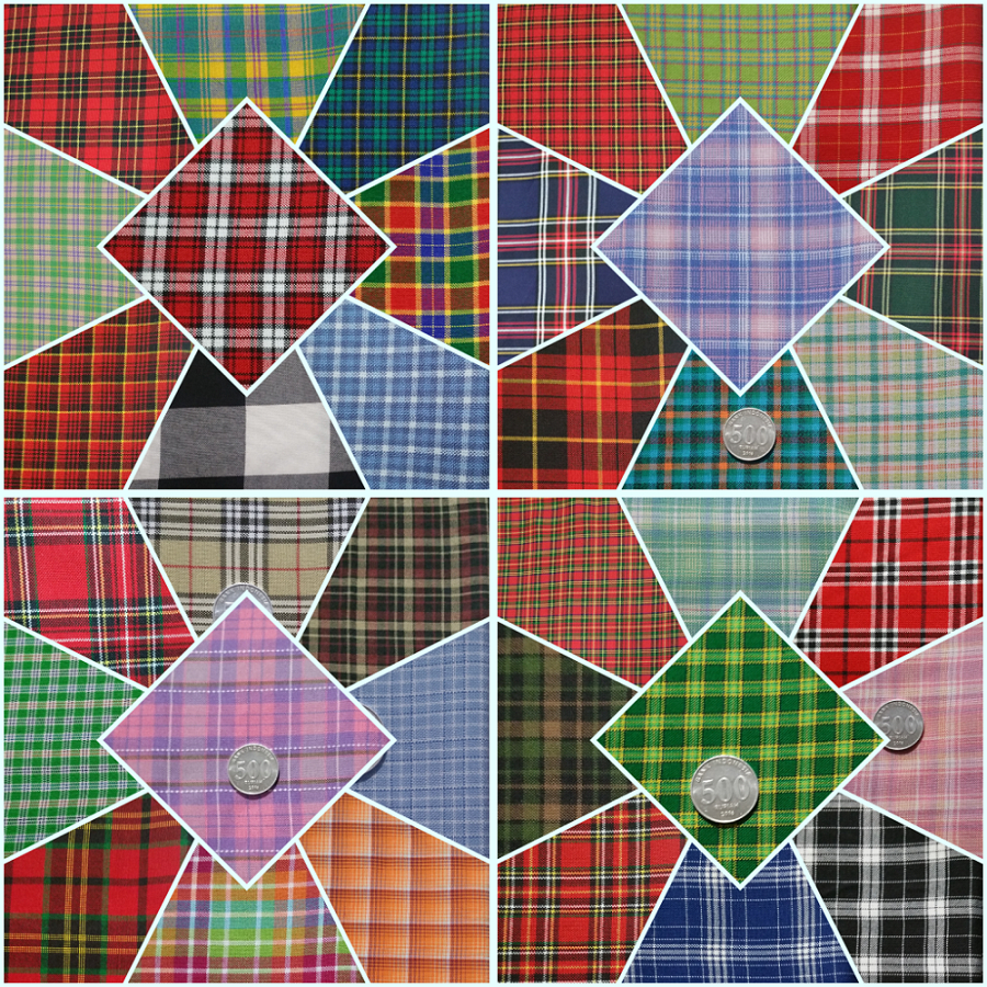 Kain Kotak Motif Seragam Sekolah Meteran / Kain Kotak Yarn Dyed 149 Merah 865 Biru