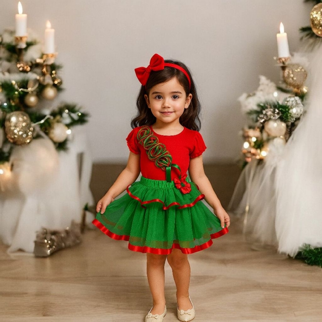 Baju anak perempuan/Baju warna natal/baju cantik usia baby-8tahun