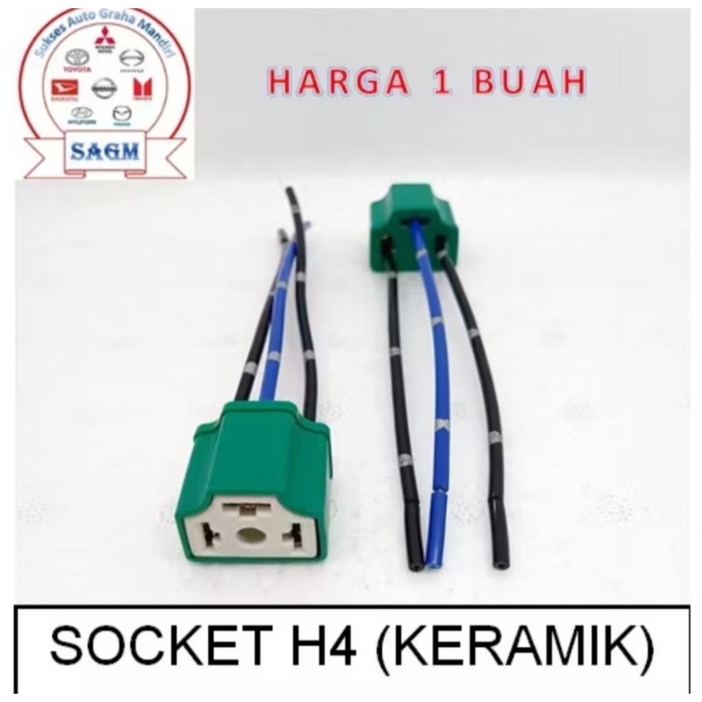Socket Lampu H4 Socket Bohlam Lampu Mobil Motor H4 Keramik Universal