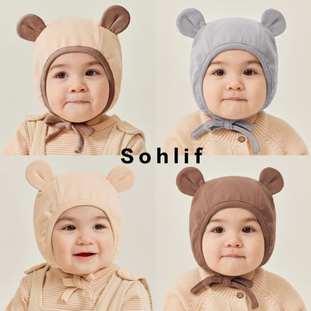 Topi Kupluk Bayi Balita Bear Tali Dagu Kupluk Rajut