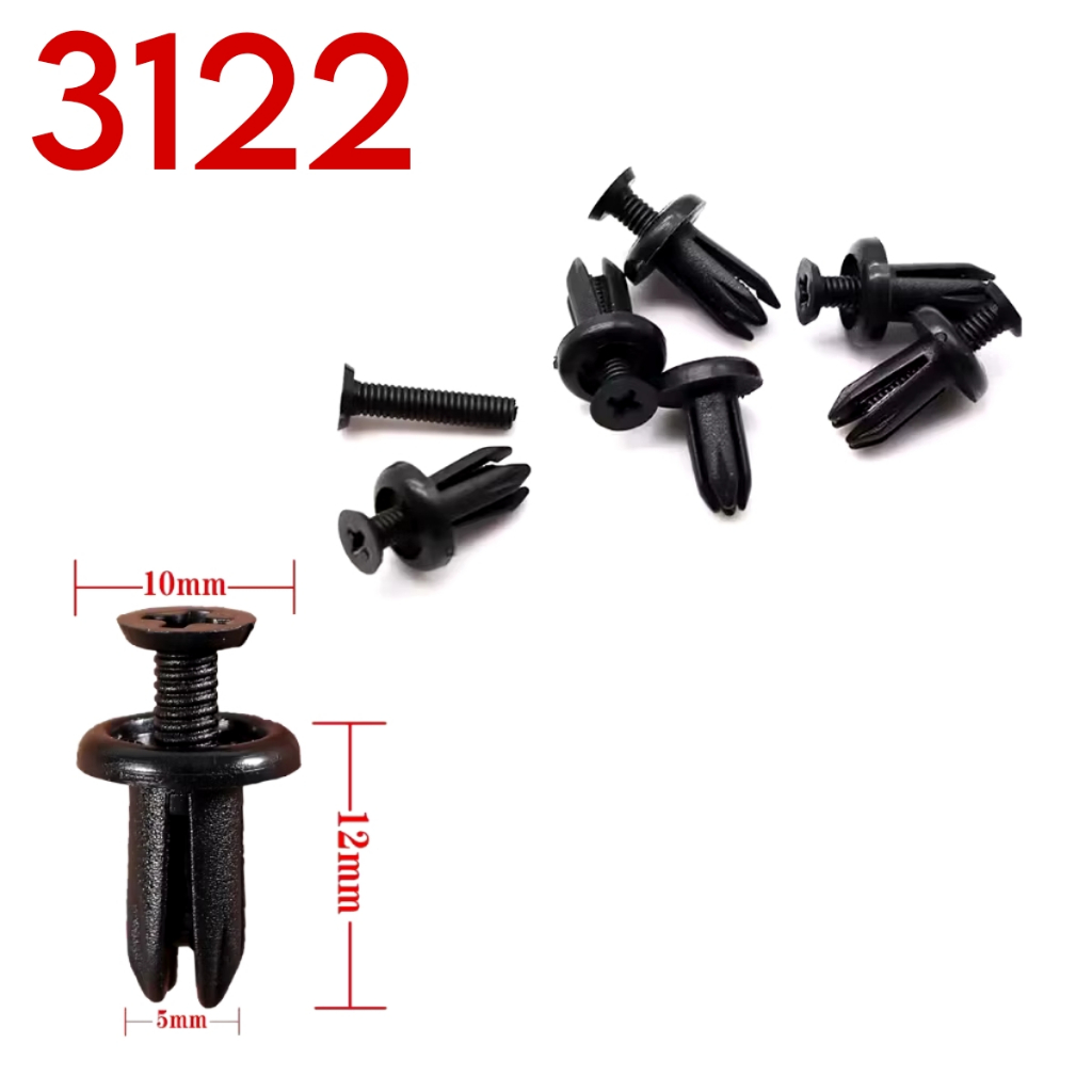 3122 Klip Kancing baut Plastic rivet mobil lubang 12 x 5mm Fastener Clip baud toyota daihatsu