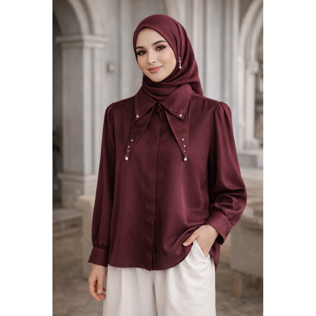FREE HIJAB Jasmine Blouse Korea Silk Premium Terbaru