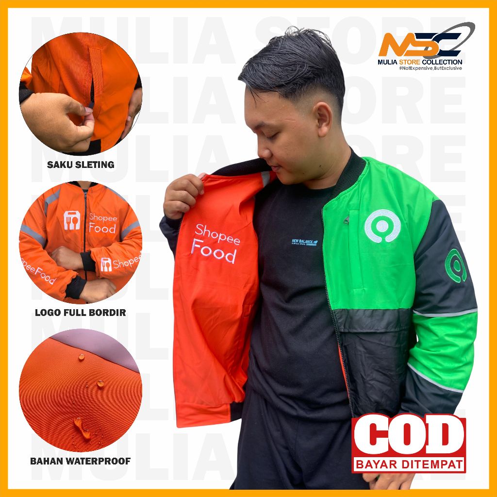 Jaket Bolak Balik GJK SF Terbaru Waterproof / Jaket Ojol Bomber Bolak Balik / Jaket GJ SFD Full Bord