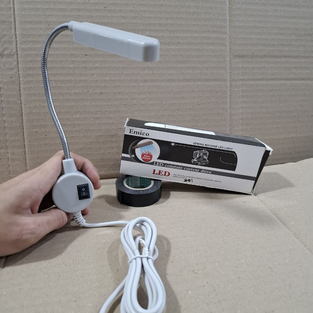 Lampu Jahit Listrik dengan saklar dan magnet kuat leher fleksibel LED