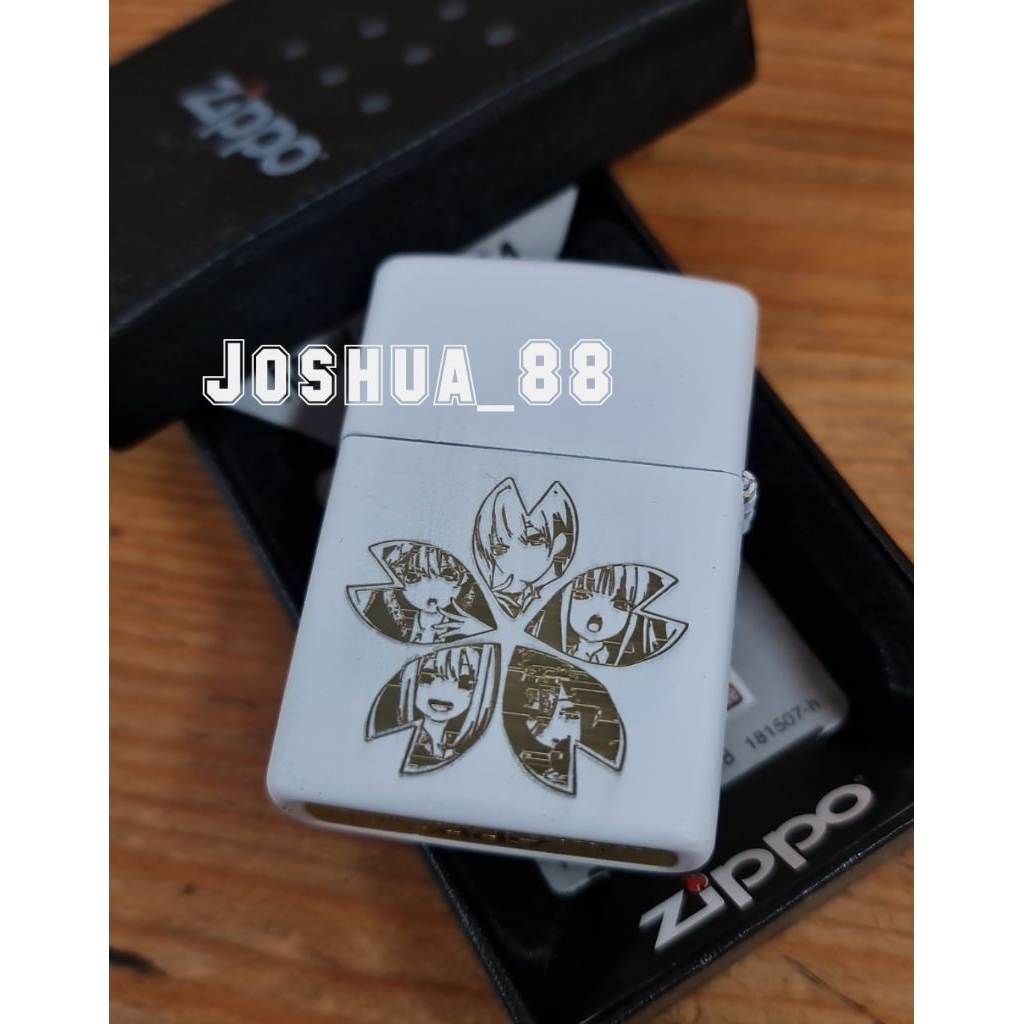 Zippo Custom Korek Api Ukir Gambar Anime Kartun Goutobun No Hanayome White Matte