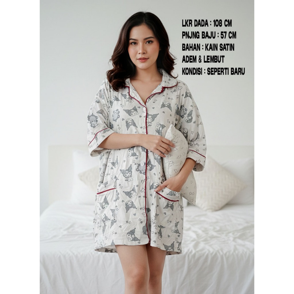Baju wanita/Baju tidur Piyama satin Preloved (BEKAS)Nyaman, Adem, Kondisi Bagus