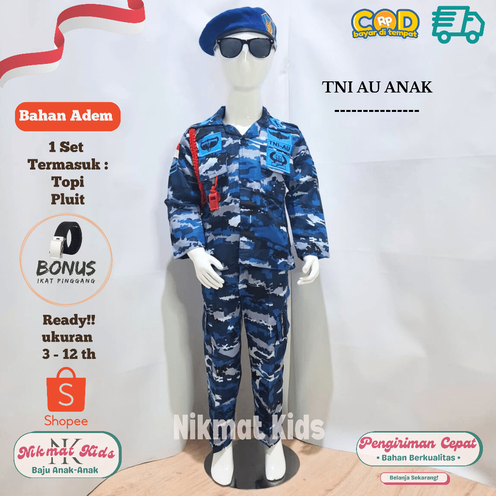 Baju tentara anak baju tni au baju profesi auri anak seragam tentara kostum tentara loreng paud tk