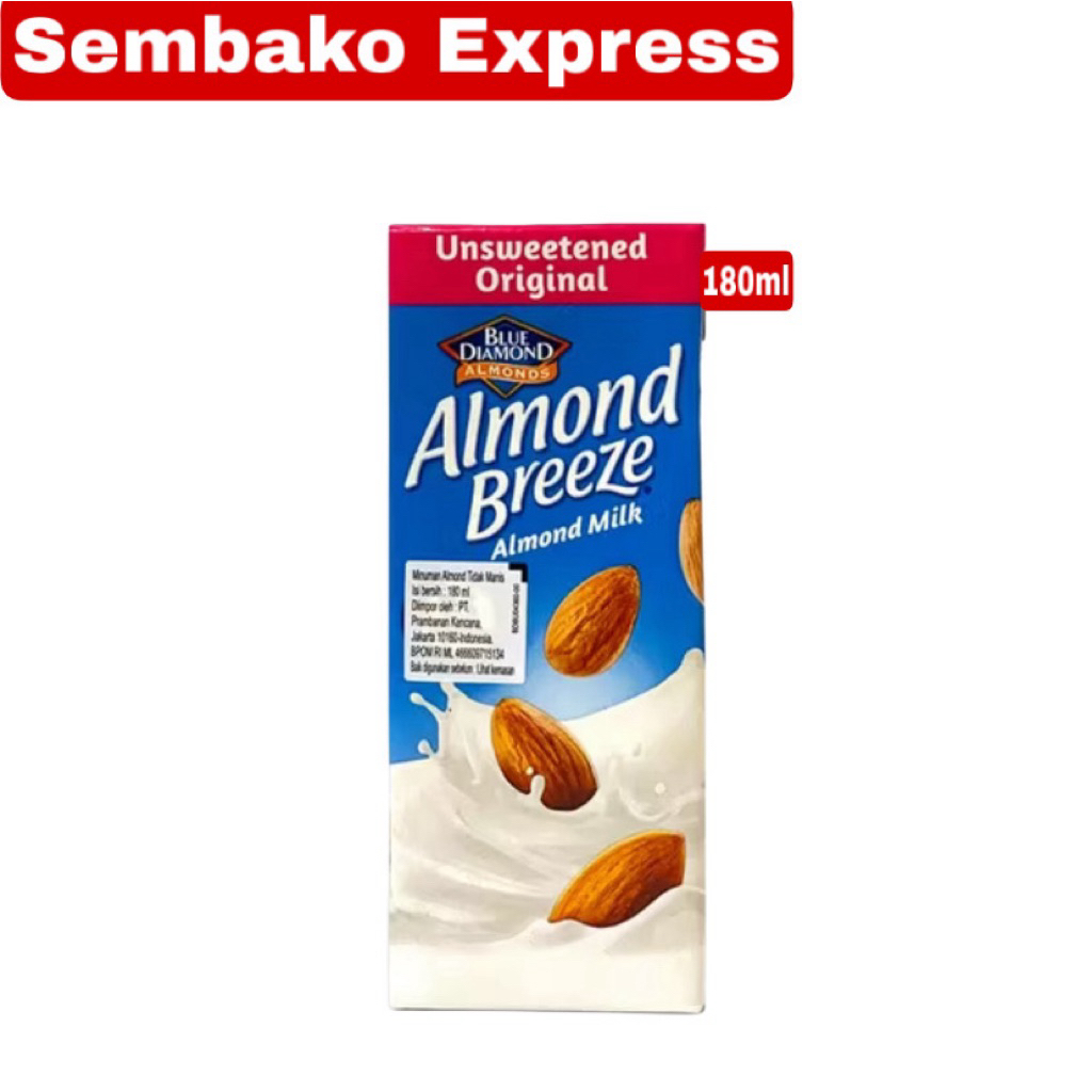 Almond Breeze Unsweetened Original 180ml – Susu Almond Tanpa Gula Blue Diamond
