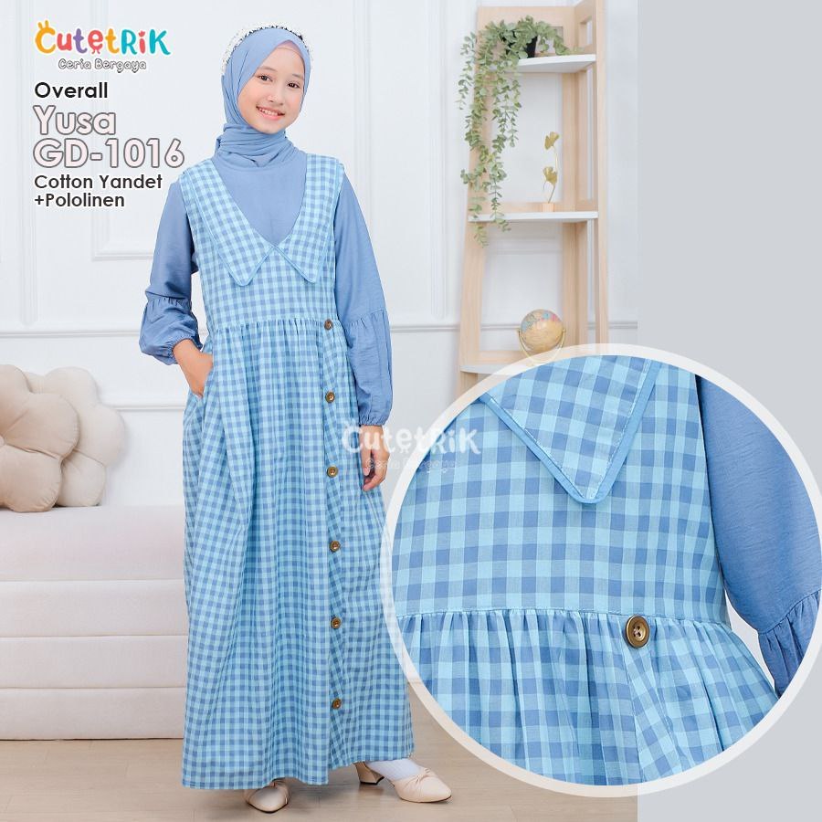 Cutetrik Terbaru Dress Overall Anak Set Tunik Gamis Overall Anak Remaja Jumsuit Anak Tanggung 2025