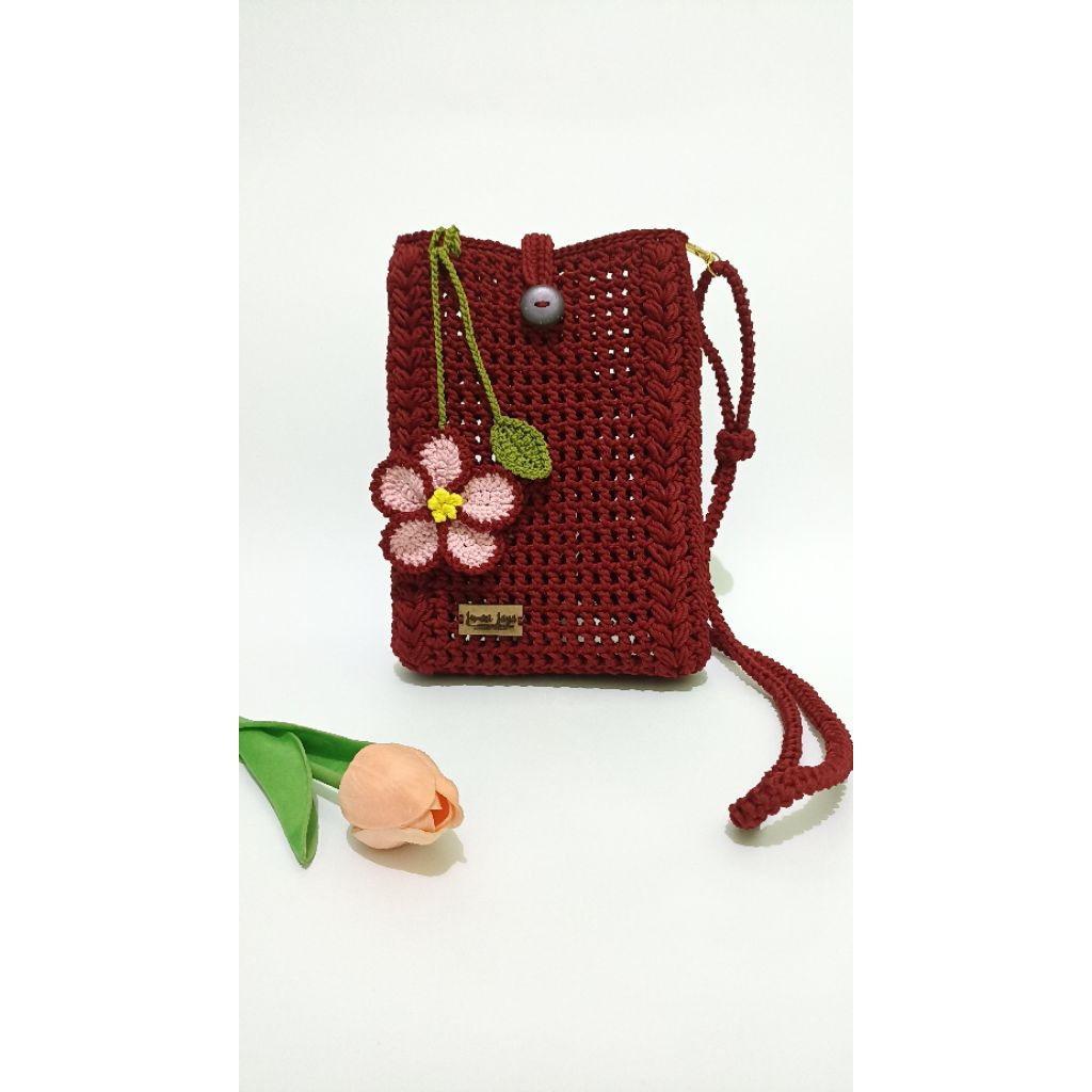 Tas Hp Rajut | Tas selempang, sling bag rajut aesthetic | tas rajut selempang lucu