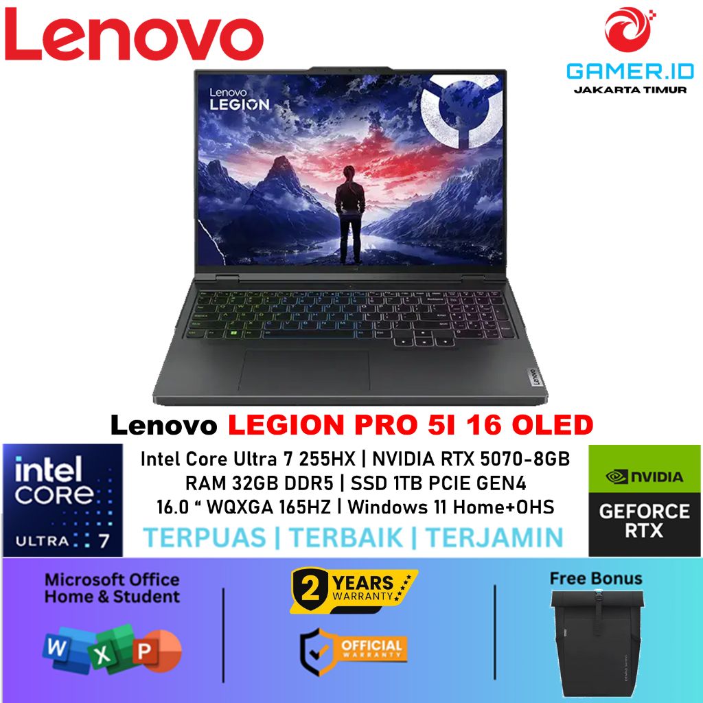 Laptop Gaming Lenovo LEGION PRO 5I 16 OLED Intel Core ULTRA 7 255HX RTX 5070-8GB Ram 32GB Ssd 1TB La