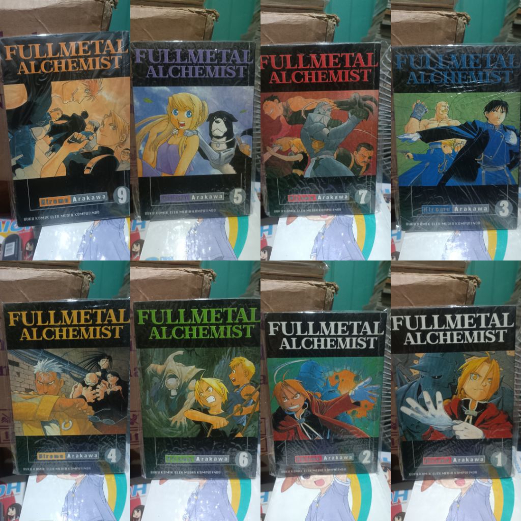 Komik fullmetal alchemist 1,2,3,4,5,6,7,9 segel buatan / komik fullmetal alchemist vol 1,2,3,4,5,6,7