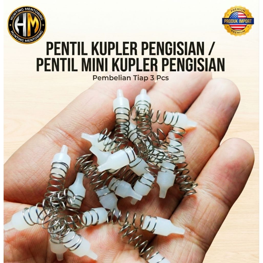 Pentil valve kupler pengisian, pentil kupler tanam (3 pcs), pentil kupler tanam, sparepart pcp