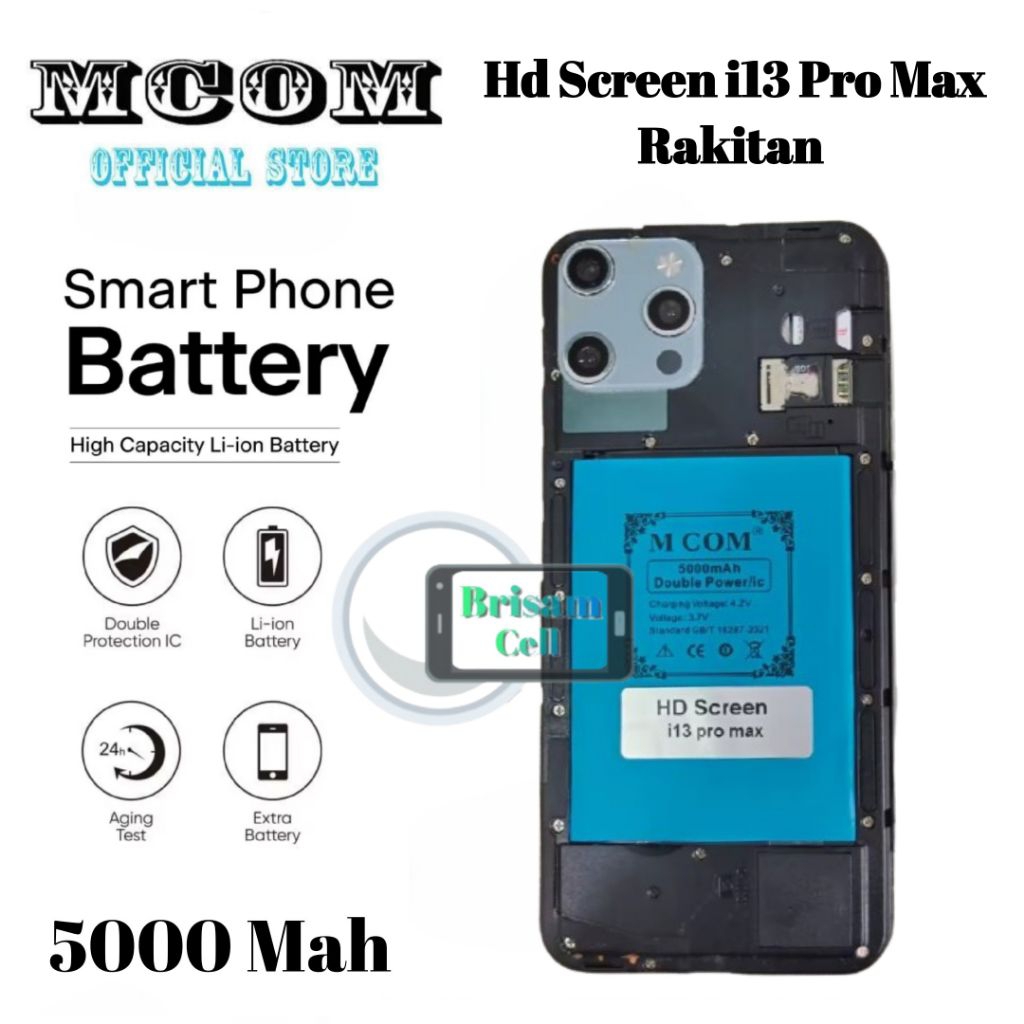 Battery Mcom HD Screen i13 Pro Max Batere Batre Baterai Double Power