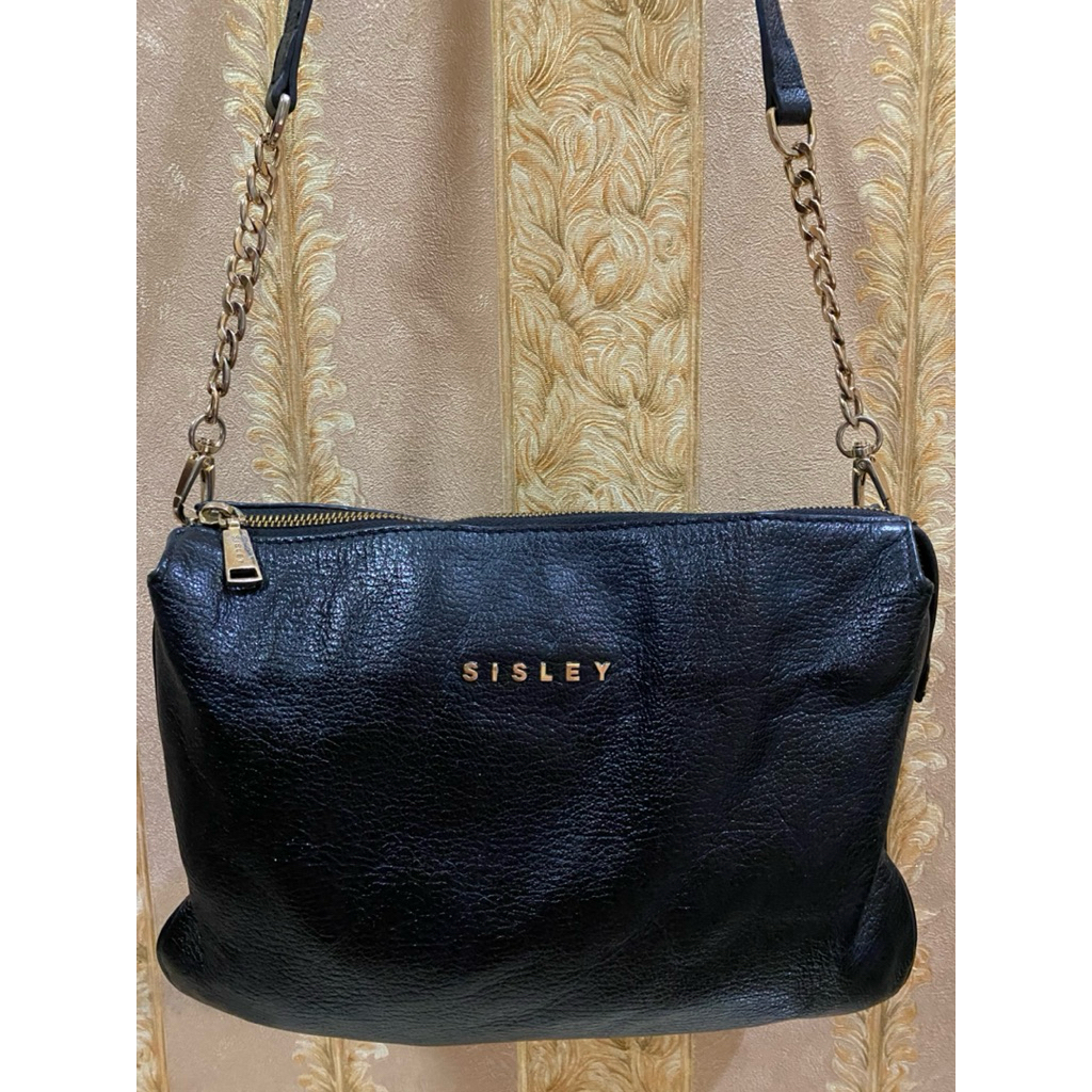 sling bag Sisley kulit hitam