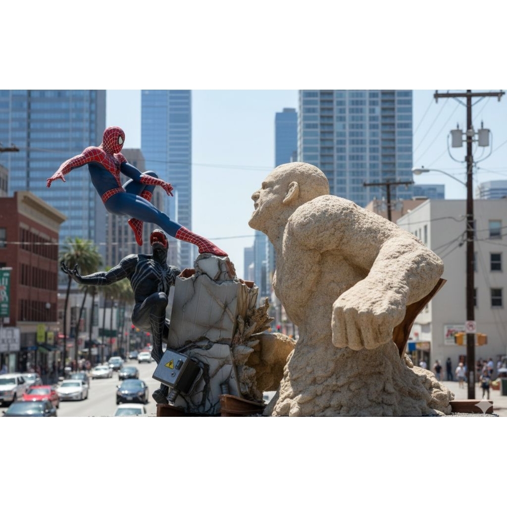 Patung Spiderman vs Venom Sandman Sideshow Collectibles statue