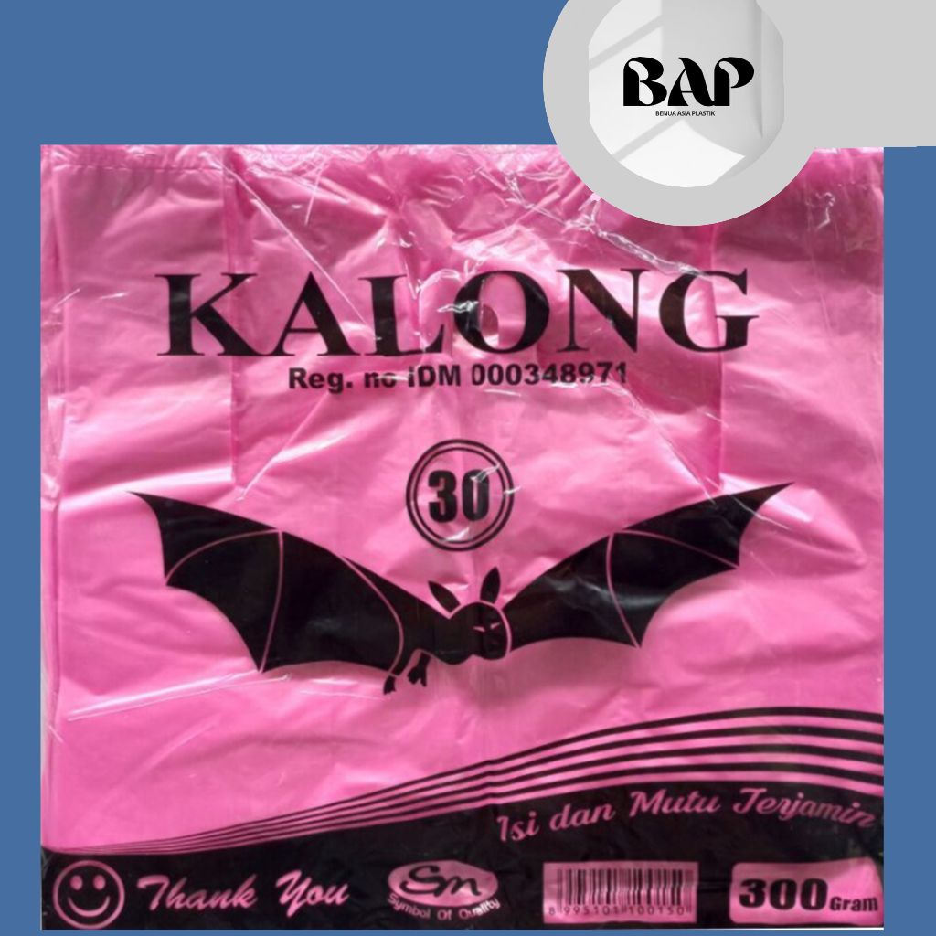 Kantong kresek plastik merek kalong warna pink UK: 30 ( 1 pack 300 gram)