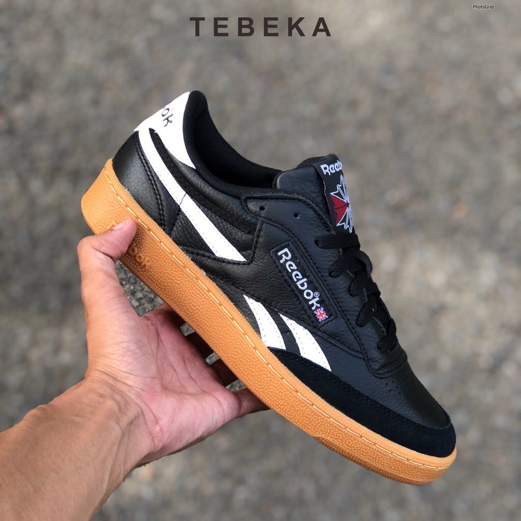 Reebok Classic Club C Revenge Vintage Leather Black White Gun Original