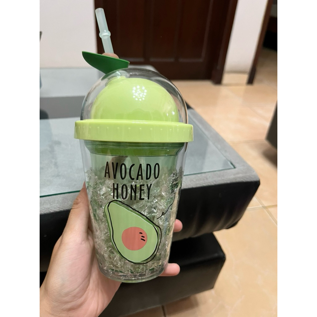 Miniso Tumbler botol Avocado 380 ml Double wall water glass