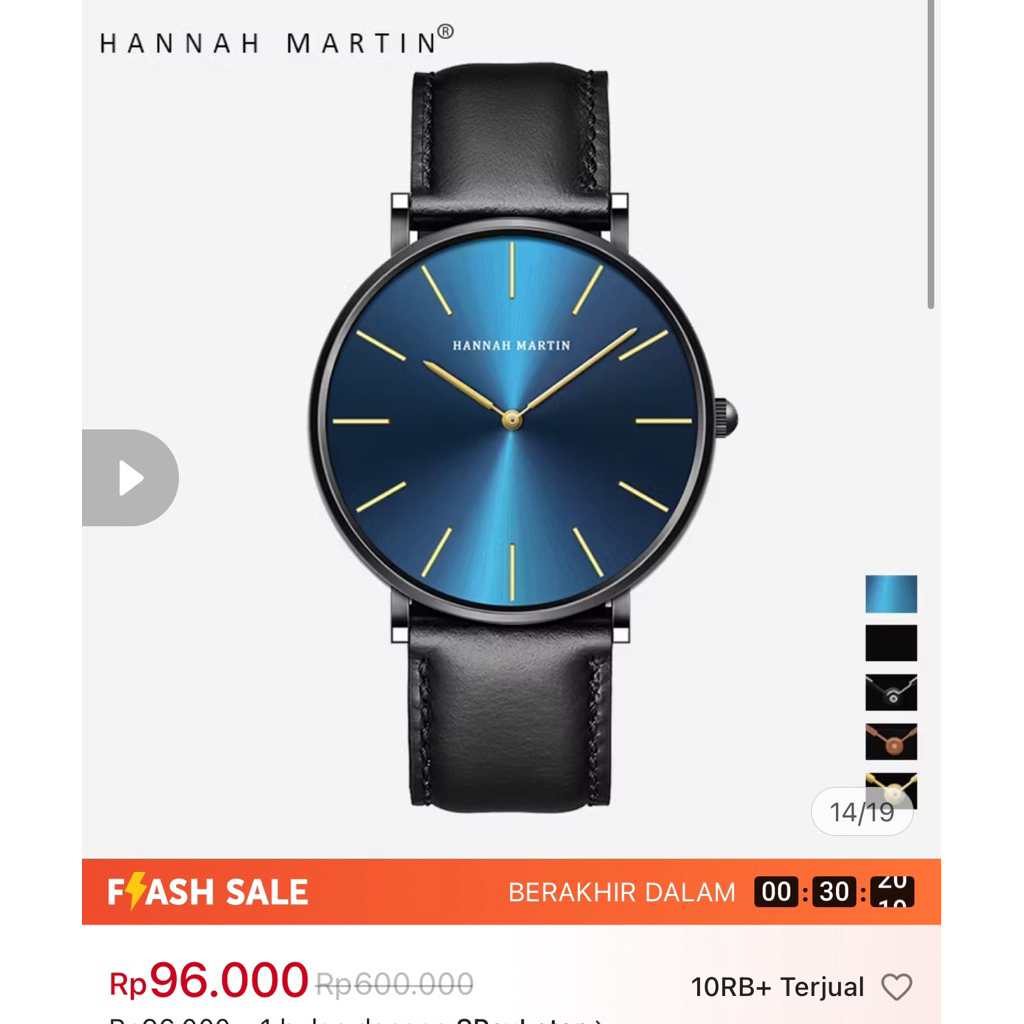 Jam Tangan Pria Hannah Martin diameter 40mm - Navy