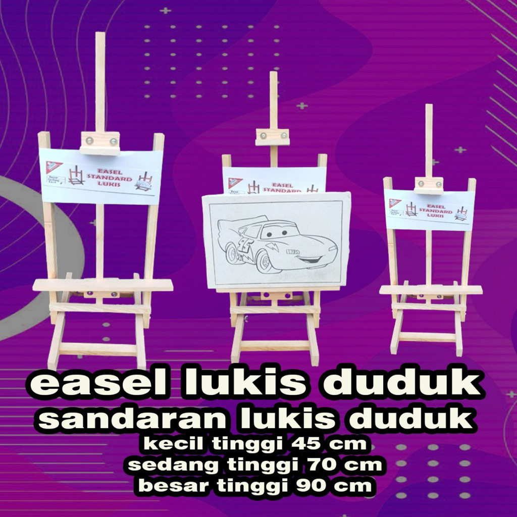 easel lukis duduk/ sandaran kanvas lukis duduk ukuran kecil, sedang dan besar