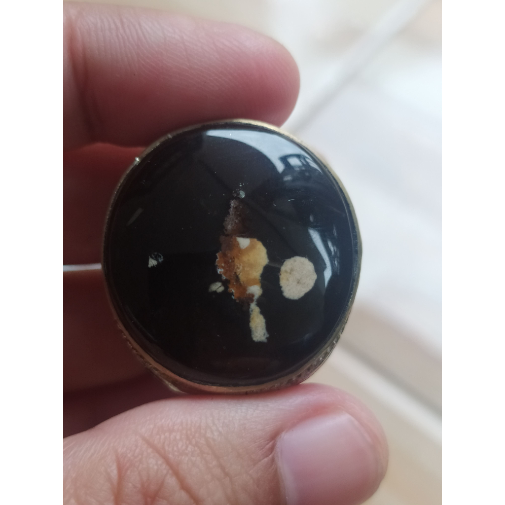 Natural Batu Akik Yaman Hitam Motif