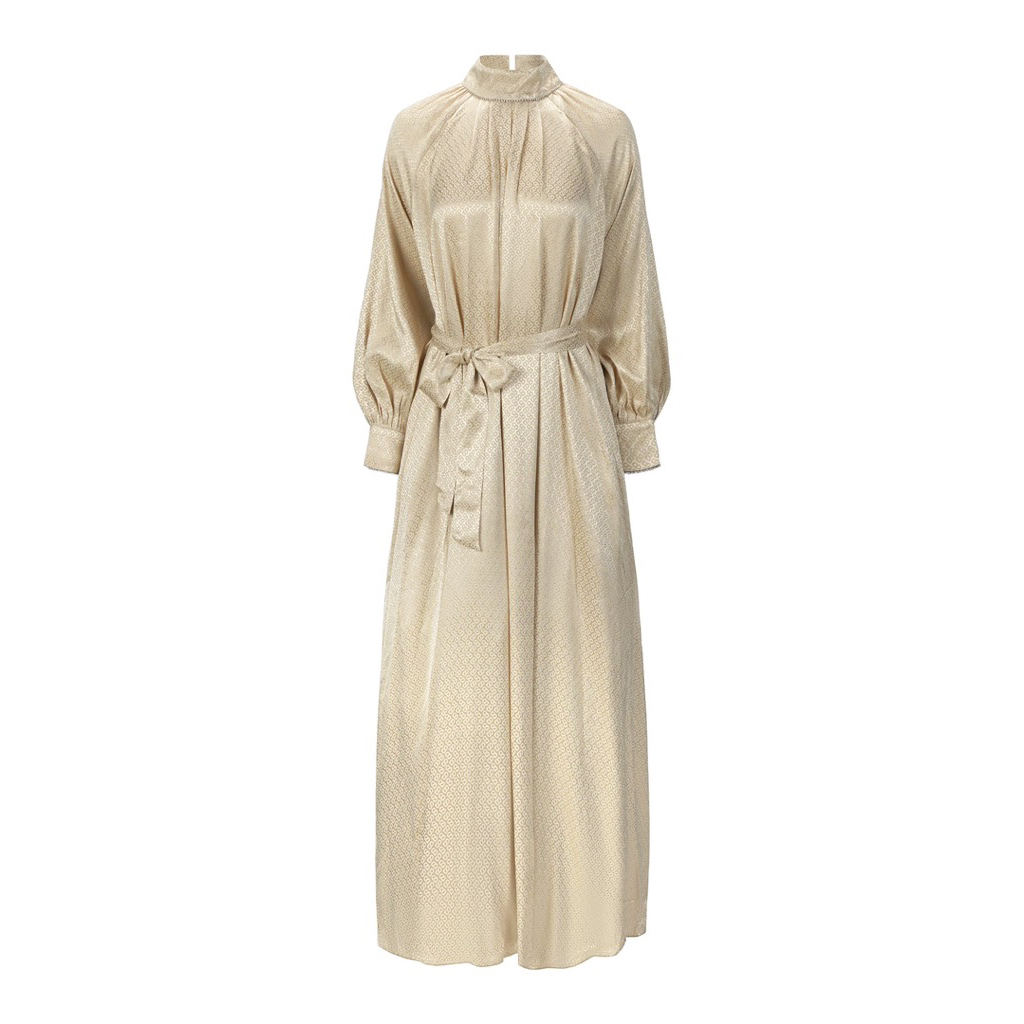 New Store Sale Dress Buttonscarves Claudia Monogram Pleated Dress - Ecru XL