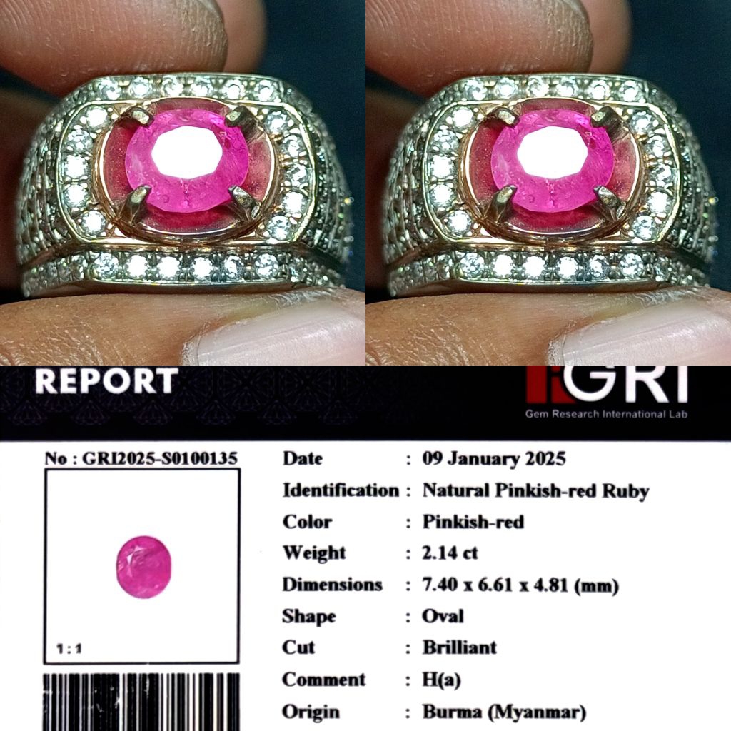 NATURAL RUBY CORUNDUM BURMA MYANMAR MEMO GRI RING PERAK MEWAH
