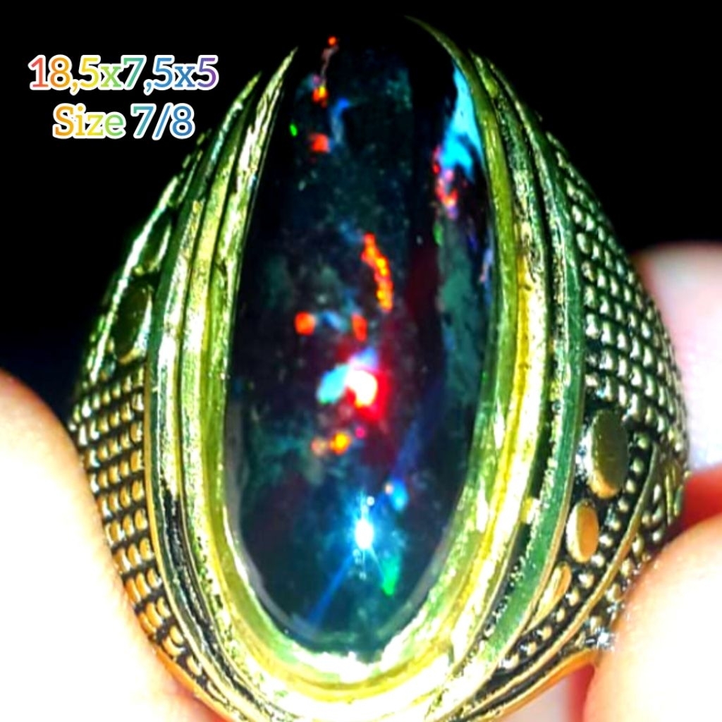 Cincin Batu Black Opal Sempur Banten Natural Full Jarong
