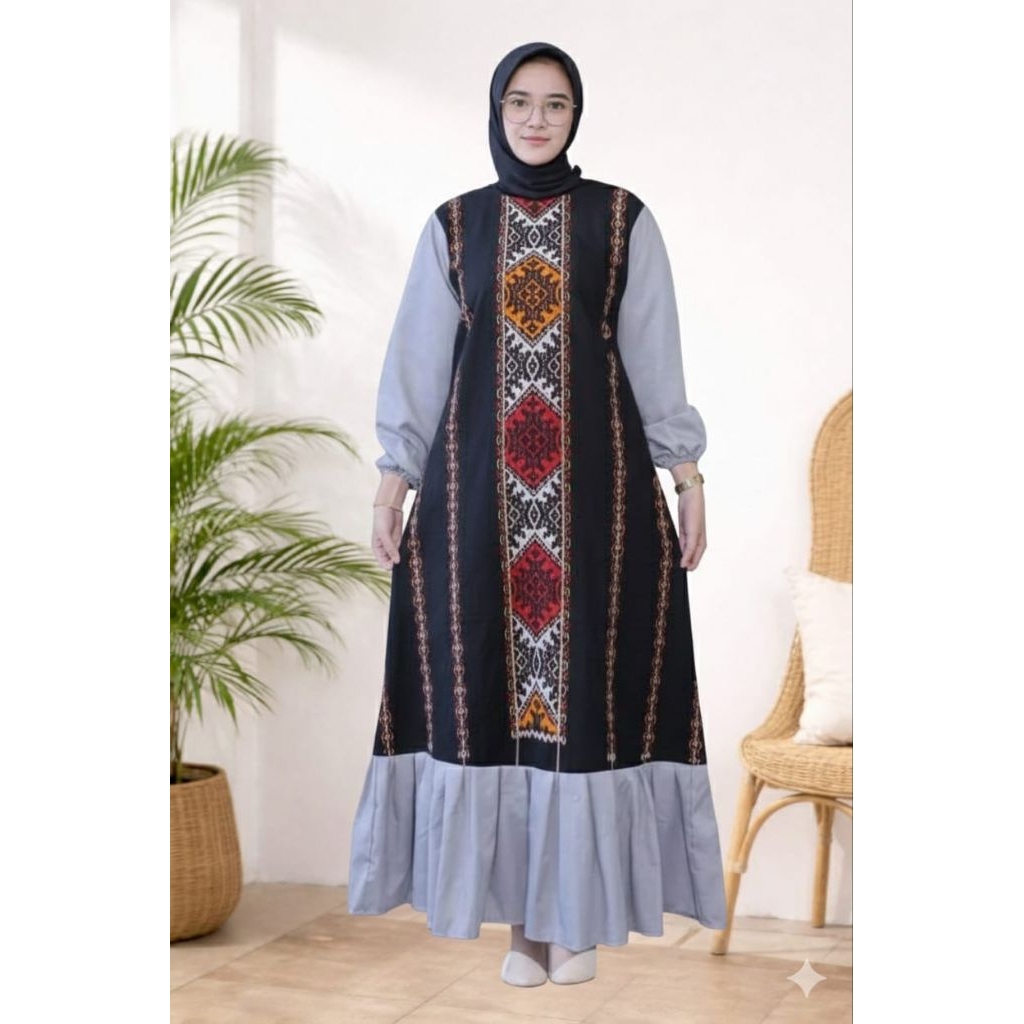 Gamis Tenun Batik Premium Wanita Elegan